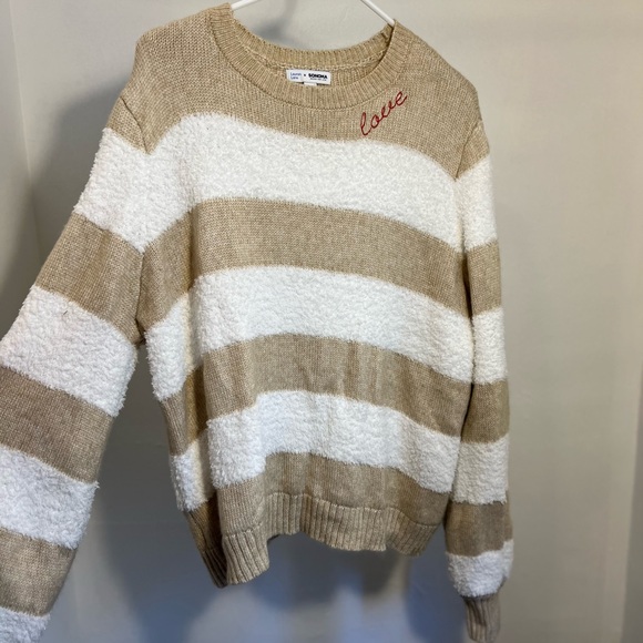 Lauren Lane X SONOMA long sleeved tan and white sweater, Size XL. - Picture 2 of 3